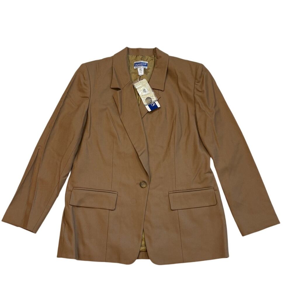 Vintage Pendleton Blazer Jacket Womens Size 8 Tan New Wool Career Work USA Made